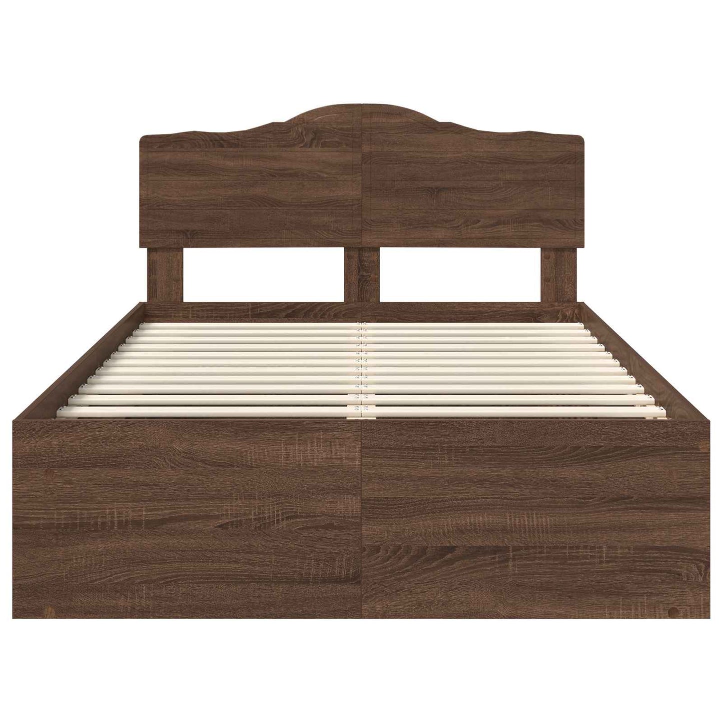 vidaXL Bed Frame with Headboard Brown Oak 120 x 190 cm Solid Pine Wood