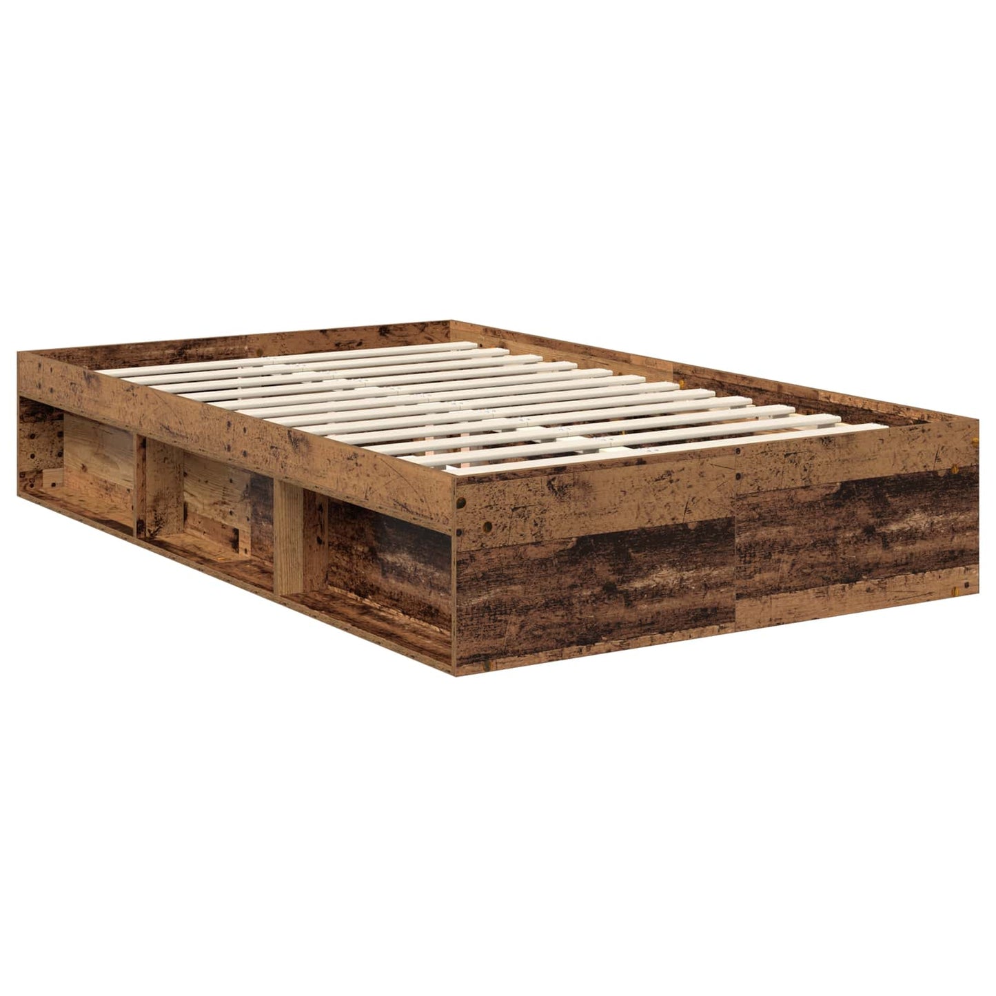 vidaXL Bed Frame with Headboard Old Wood 120 x 190 cm Solid Pine Wood