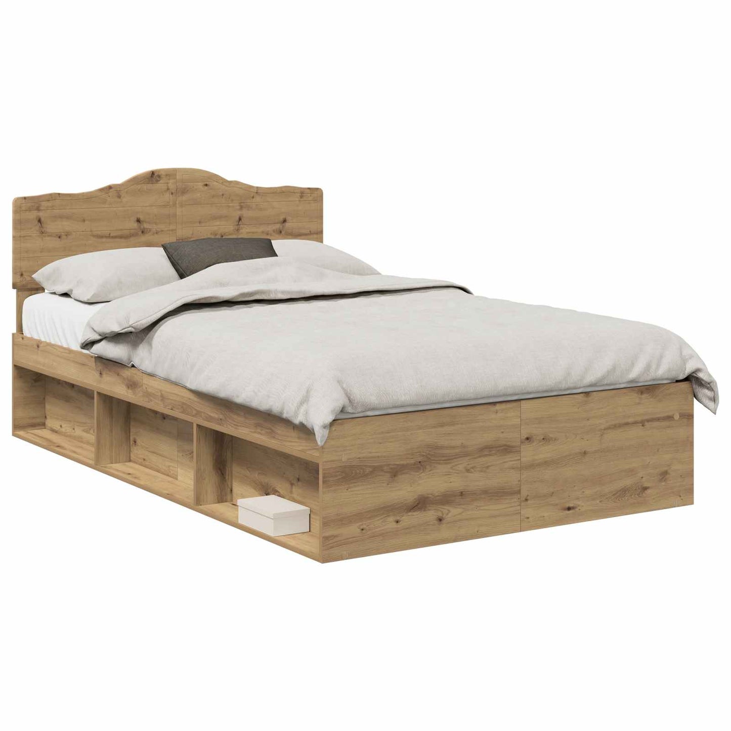 vidaXL Bed Frame Artisian Oak 120 x 190 cm Solid Pine Wood