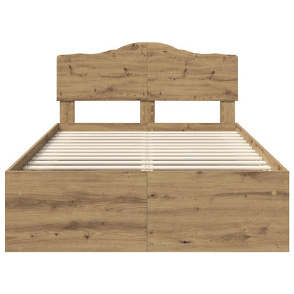 vidaXL Bed Frame Artisian Oak 120 x 190 cm Solid Pine Wood