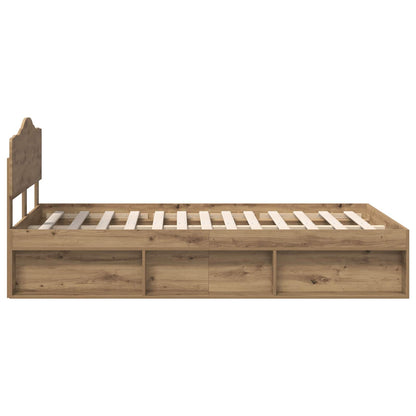vidaXL Bed Frame Artisian Oak 120 x 190 cm Solid Pine Wood