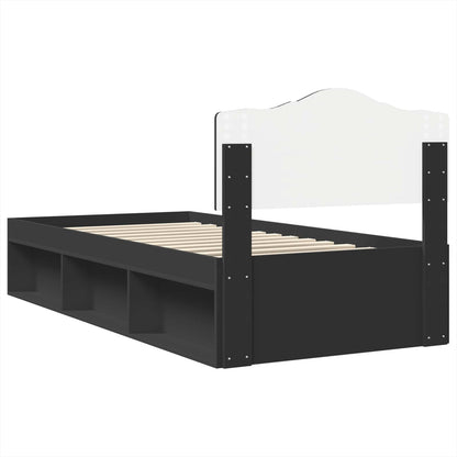 vidaXL Bed Frame with Headboard Black 100 x 200 cm Solid Pine Wood