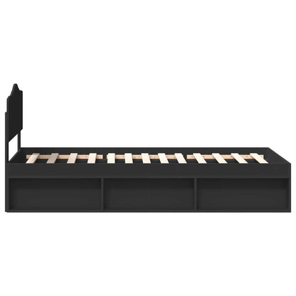 vidaXL Bed Frame with Headboard Black 100 x 200 cm Solid Pine Wood