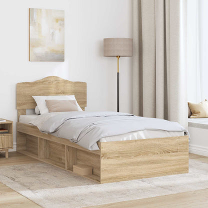 vidaXL Bed Frame with Headboard Sonoma 100 x 200 cm Solid Pine Wood