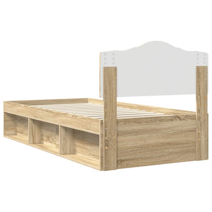vidaXL Bed Frame with Headboard Sonoma 100 x 200 cm Solid Pine Wood