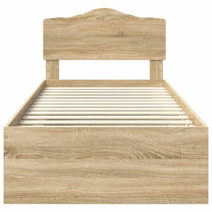 vidaXL Bed Frame with Headboard Sonoma 100 x 200 cm Solid Pine Wood
