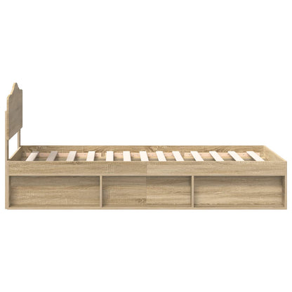 vidaXL Bed Frame with Headboard Sonoma 100 x 200 cm Solid Pine Wood
