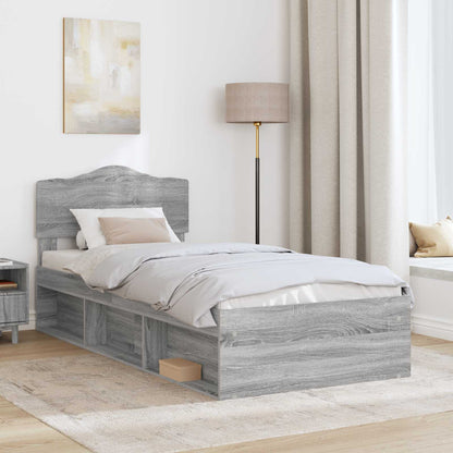 vidaXL Bed Frame Grey Sonoma 100 x 200 cm Solid Pine Wood