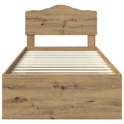 vidaXL Bed Frame Artisian Oak 100 x 200 cm Solid Pine Wood