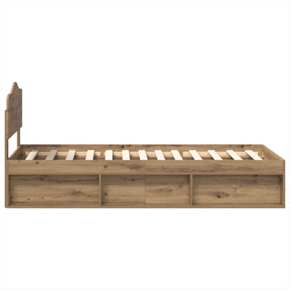 vidaXL Bed Frame Artisian Oak 100 x 200 cm Solid Pine Wood