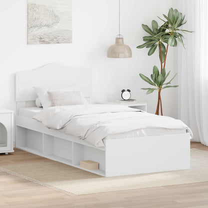 vidaXL Bed Frame with Headboard White 90 x 200 cm Solid Pine Wood