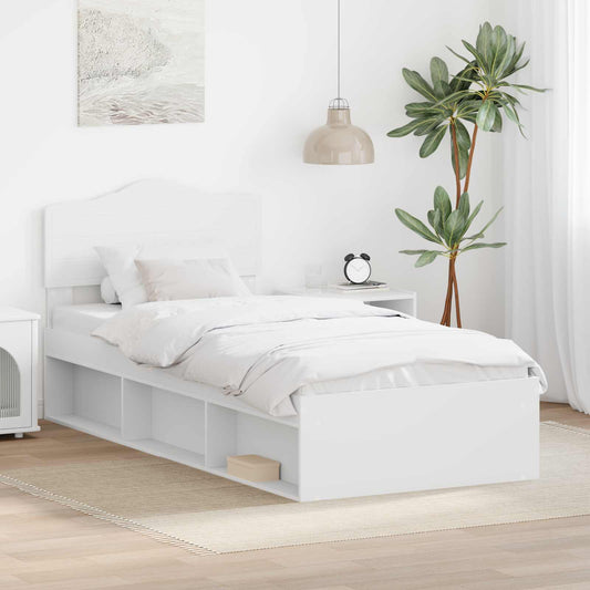 vidaXL Bed Frame with Headboard White 90 x 200 cm Solid Pine Wood