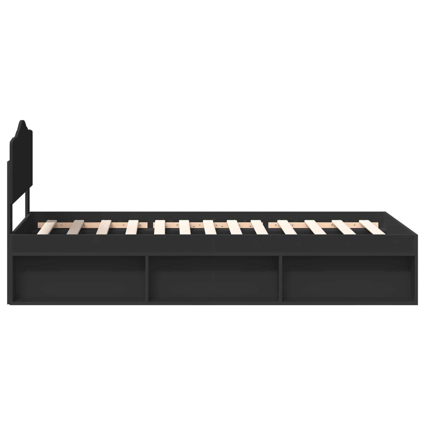 vidaXL Bed Frame with Headboard Black 90 x 200 cm Solid Pine Wood