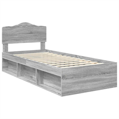 vidaXL Bed Frame Grey Sonoma 90 x 200 cm Solid Pine Wood