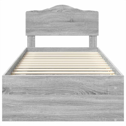vidaXL Bed Frame Grey Sonoma 90 x 200 cm Solid Pine Wood