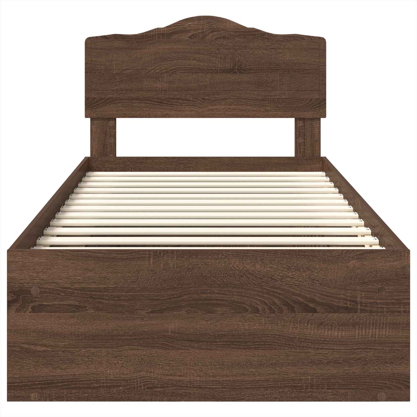 vidaXL Bed Frame with Headboard Brown Oak 90 x 200 cm Solid Pine Wood