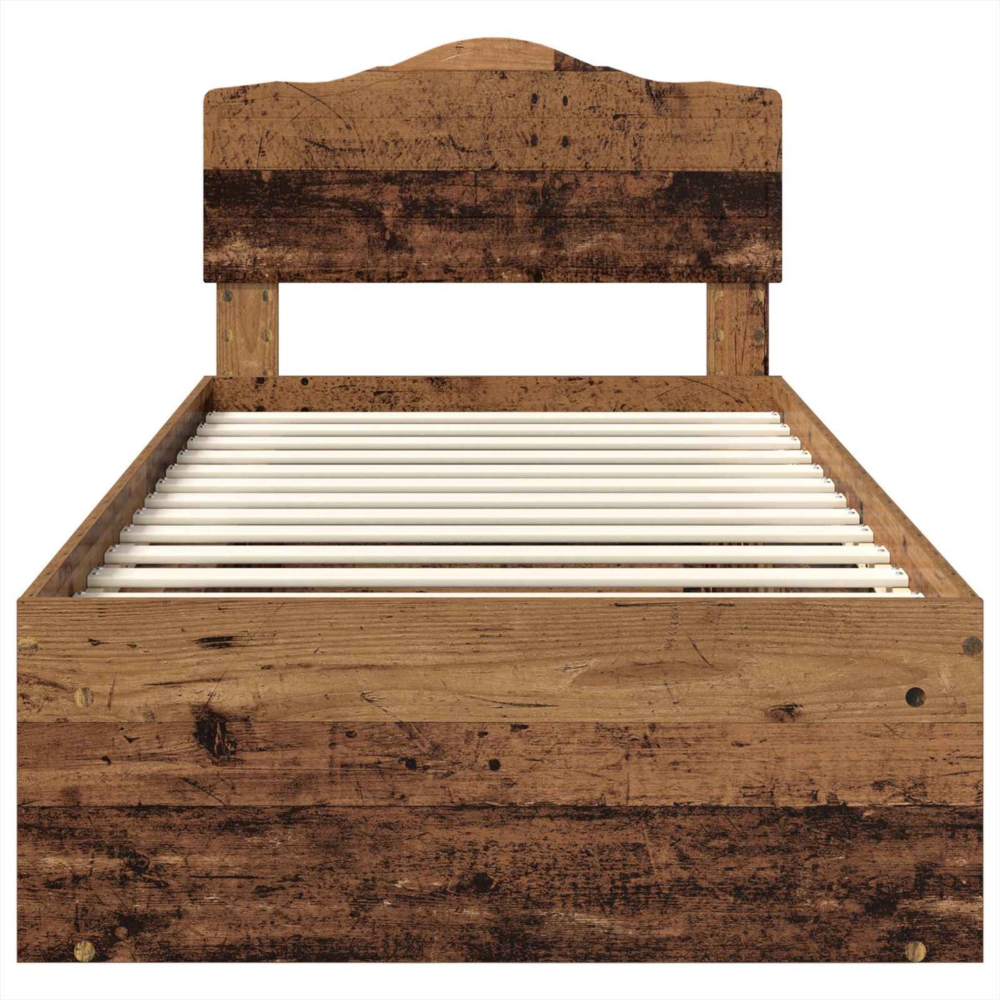 vidaXL Bed Frame with Headboard Old Wood 90 x 200 cm Solid Pine Wood