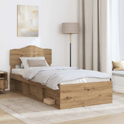 vidaXL Bed Frame Artisian Oak 90 x 200 cm Solid Pine Wood