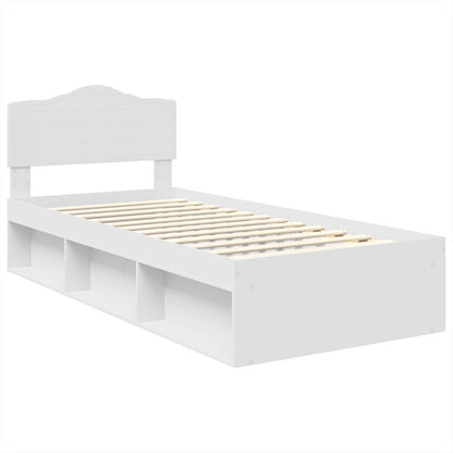 vidaXL Bed Frame with Headboard White 90 x 190 cm Solid Pine Wood