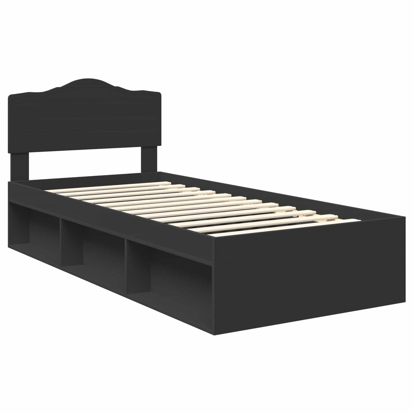 vidaXL Bed Frame with Headboard Black 90 x 190 cm Solid Pine Wood