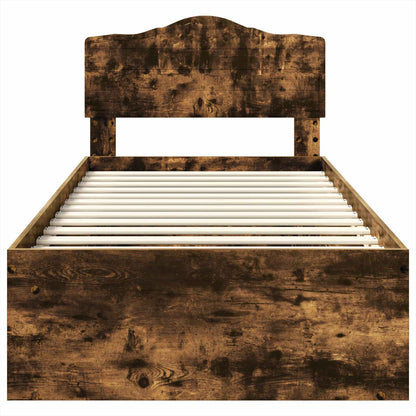 vidaXL Bed Frame with Headboard Smoked Oak 90 x 190 cm Solid Pine Wood
