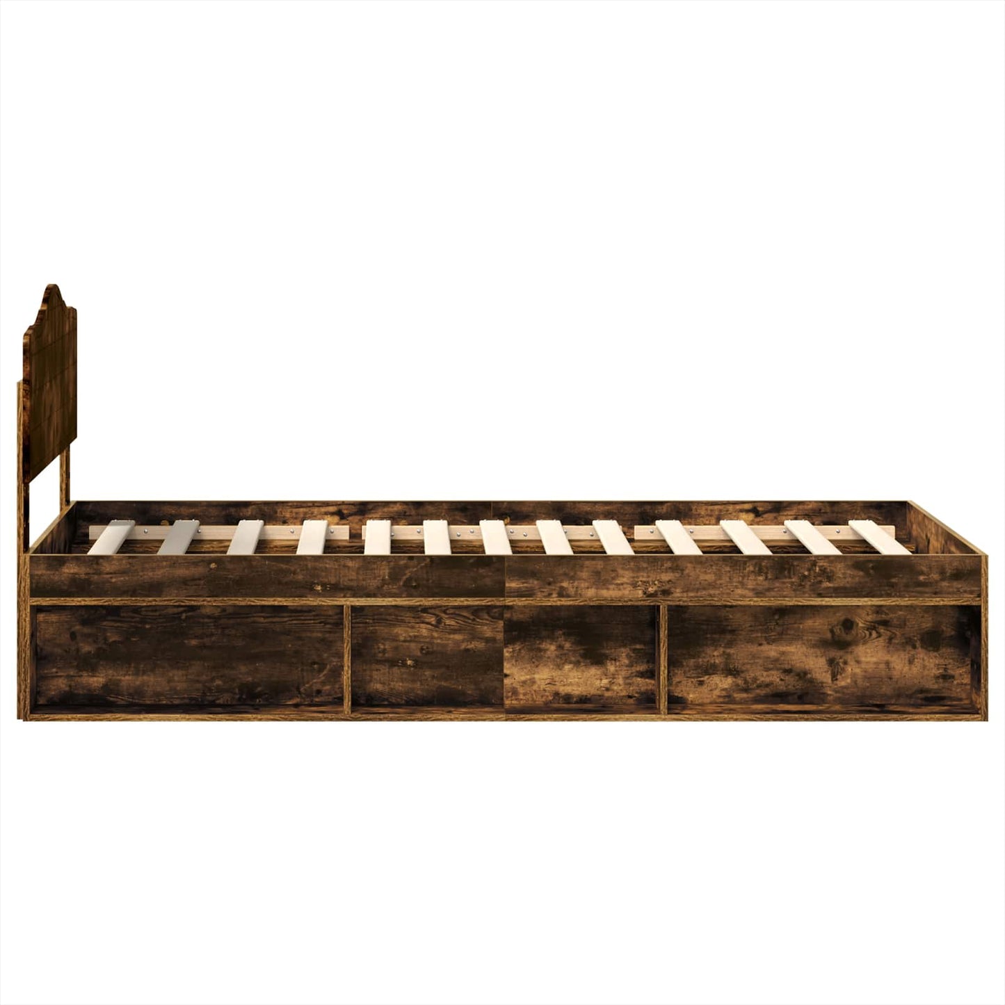 vidaXL Bed Frame with Headboard Smoked Oak 90 x 190 cm Solid Pine Wood