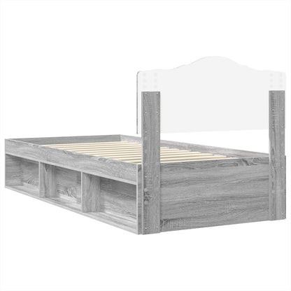 vidaXL Bed Frame Grey Sonoma 90 x 190 cm Solid Pine Wood