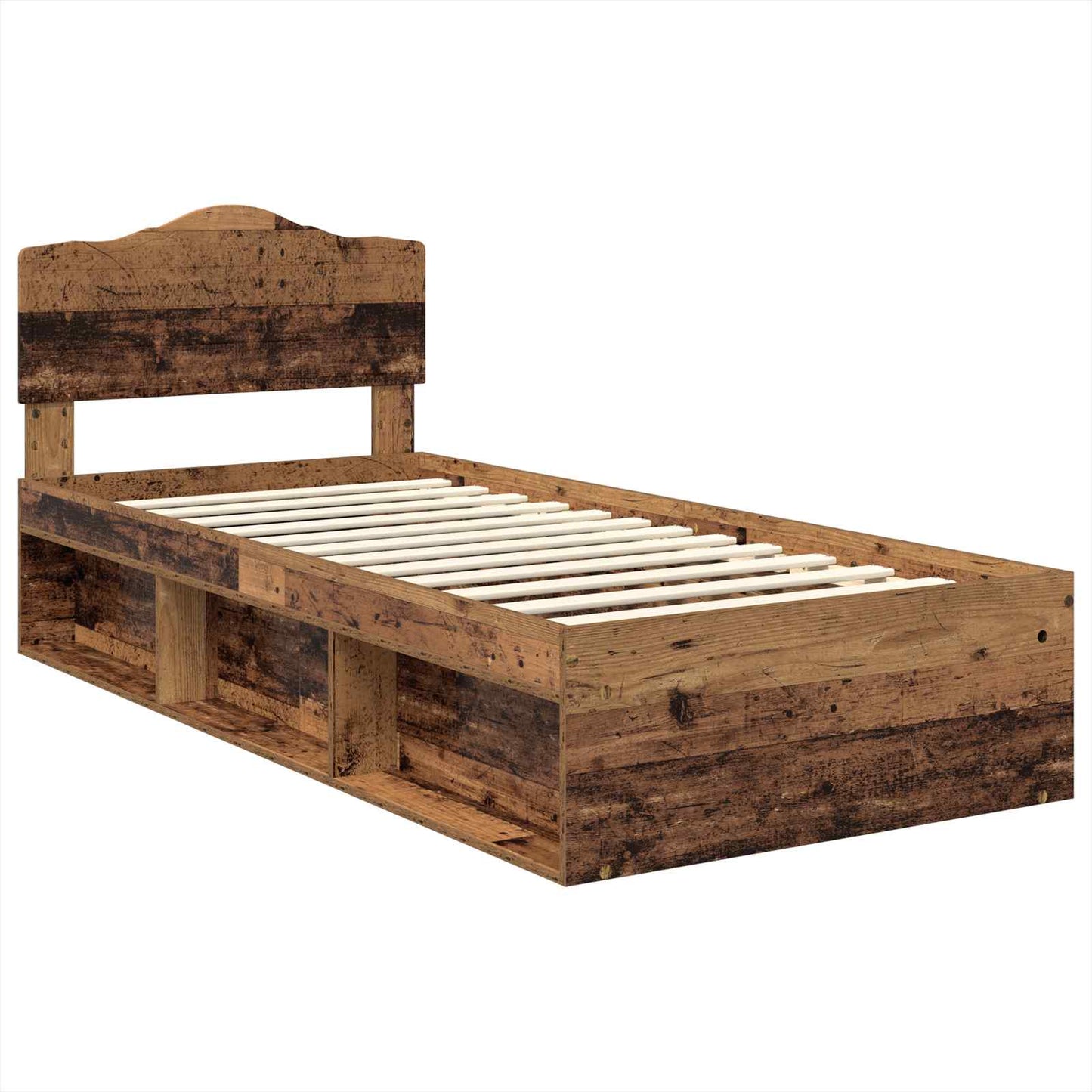 vidaXL Bed Frame with Headboard Old Wood 90 x 190 cm Solid Pine Wood
