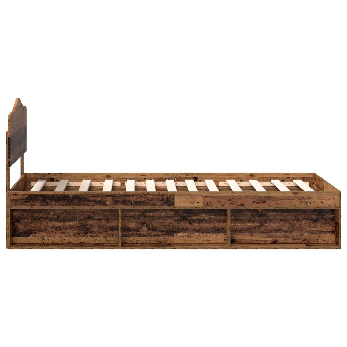vidaXL Bed Frame with Headboard Old Wood 90 x 190 cm Solid Pine Wood
