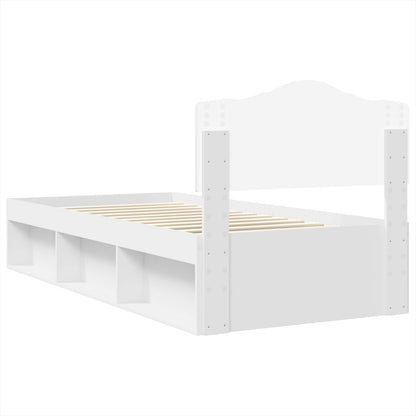 vidaXL Bed Frame with Headboard White 75 x 190 cm Solid Pine Wood