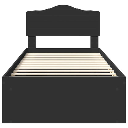vidaXL Bed Frame with Headboard Black 75 x 190 cm Solid Pine Wood