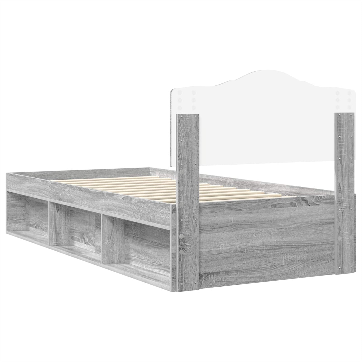 vidaXL Bed Frame Grey Sonoma 75 x 190 cm Solid Pine Wood
