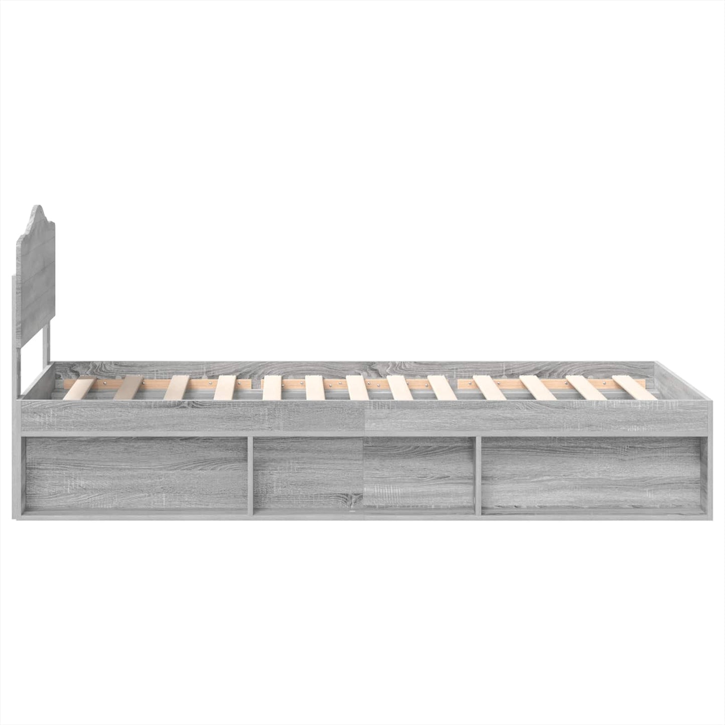 vidaXL Bed Frame Grey Sonoma 75 x 190 cm Solid Pine Wood