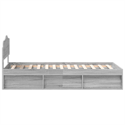 vidaXL Bed Frame Grey Sonoma 75 x 190 cm Solid Pine Wood