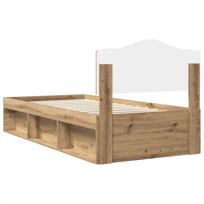 vidaXL Bed Frame Artisian Oak 75 x 190 cm Solid Pine Wood