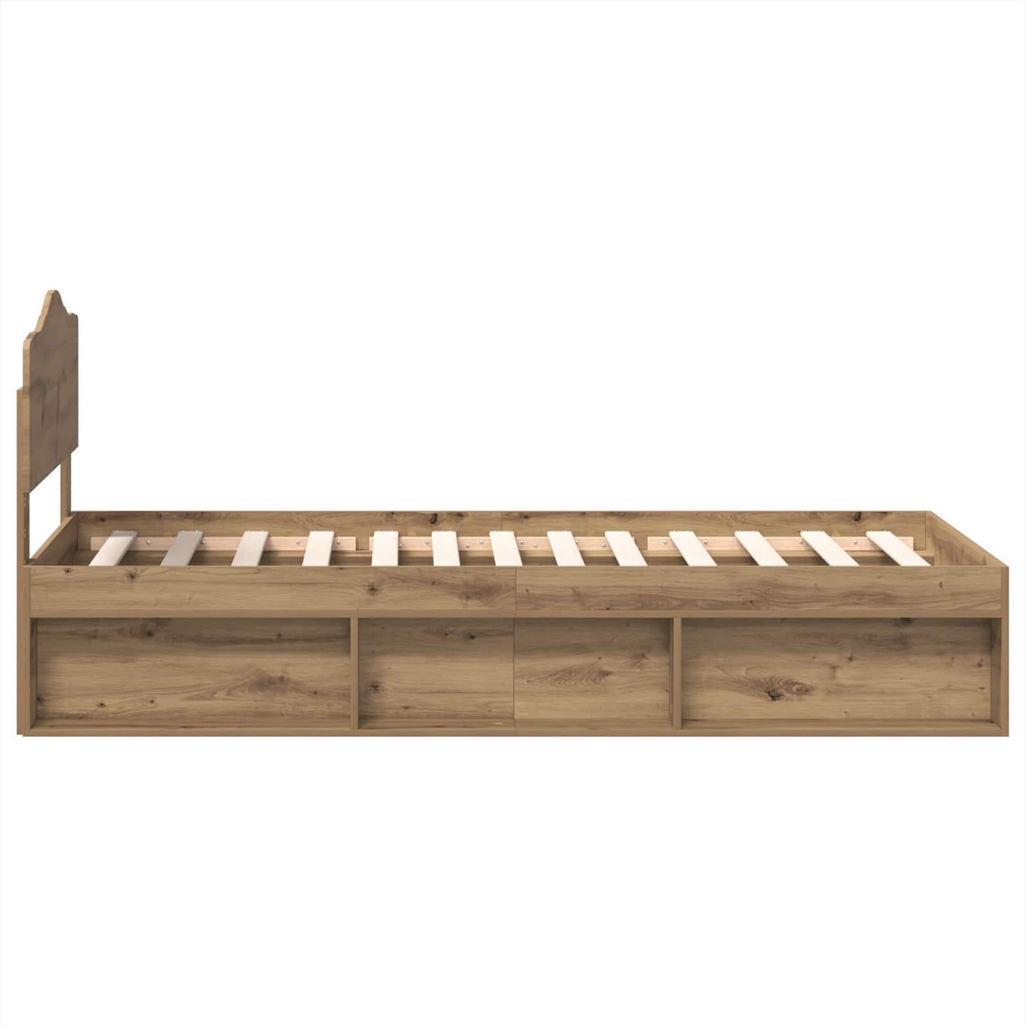 vidaXL Bed Frame Artisian Oak 75 x 190 cm Solid Pine Wood