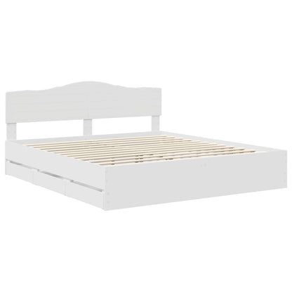vidaXL Bed Frame with Drawer White 200 x 200 cm Engineer Wood