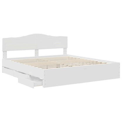 vidaXL Bed Frame with Drawer White 200 x 200 cm Engineer Wood