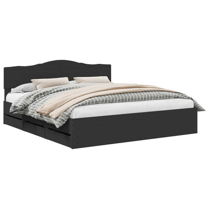 vidaXL Bed Frame with Drawer Black 200 x 200 cm Engineer Wood