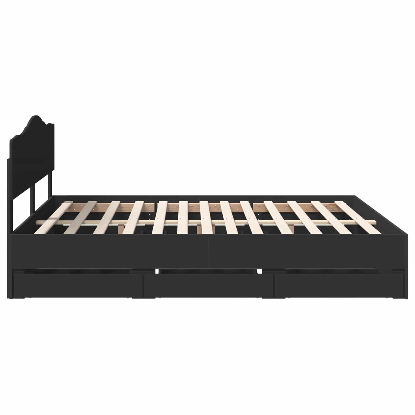 vidaXL Bed Frame with Drawer Black 200 x 200 cm Engineer Wood