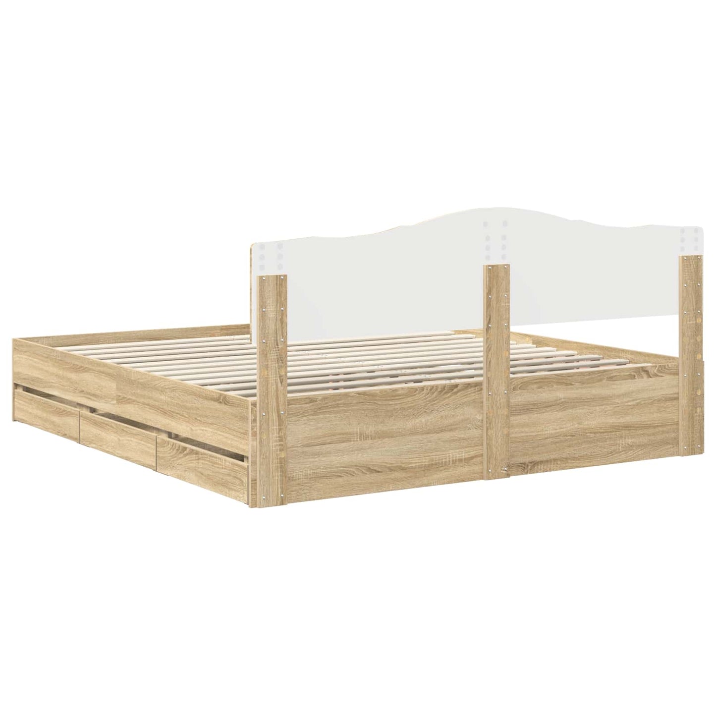vidaXL Bed Frame with Drawer Sonoma Oak 200 x 200 cm Engineer Wood