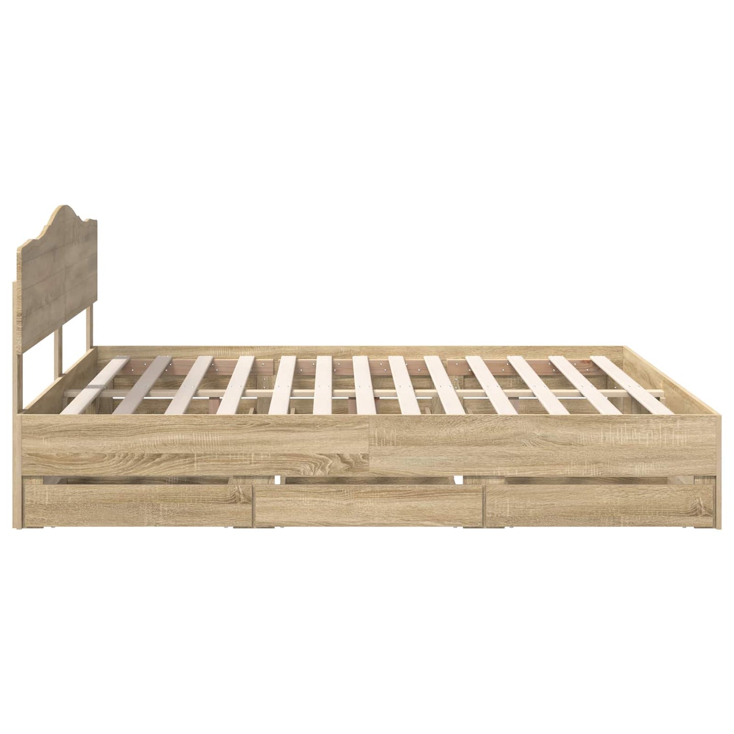 vidaXL Bed Frame with Drawer Sonoma Oak 200 x 200 cm Engineer Wood