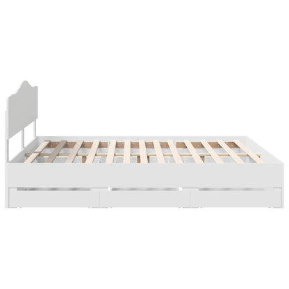 vidaXL Bed Frame with Drawer White 180 x 200 cm Engineer Wood