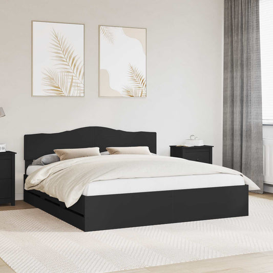 vidaXL Bed Frame with Drawer Black 180 x 200 cm Engineer Wood