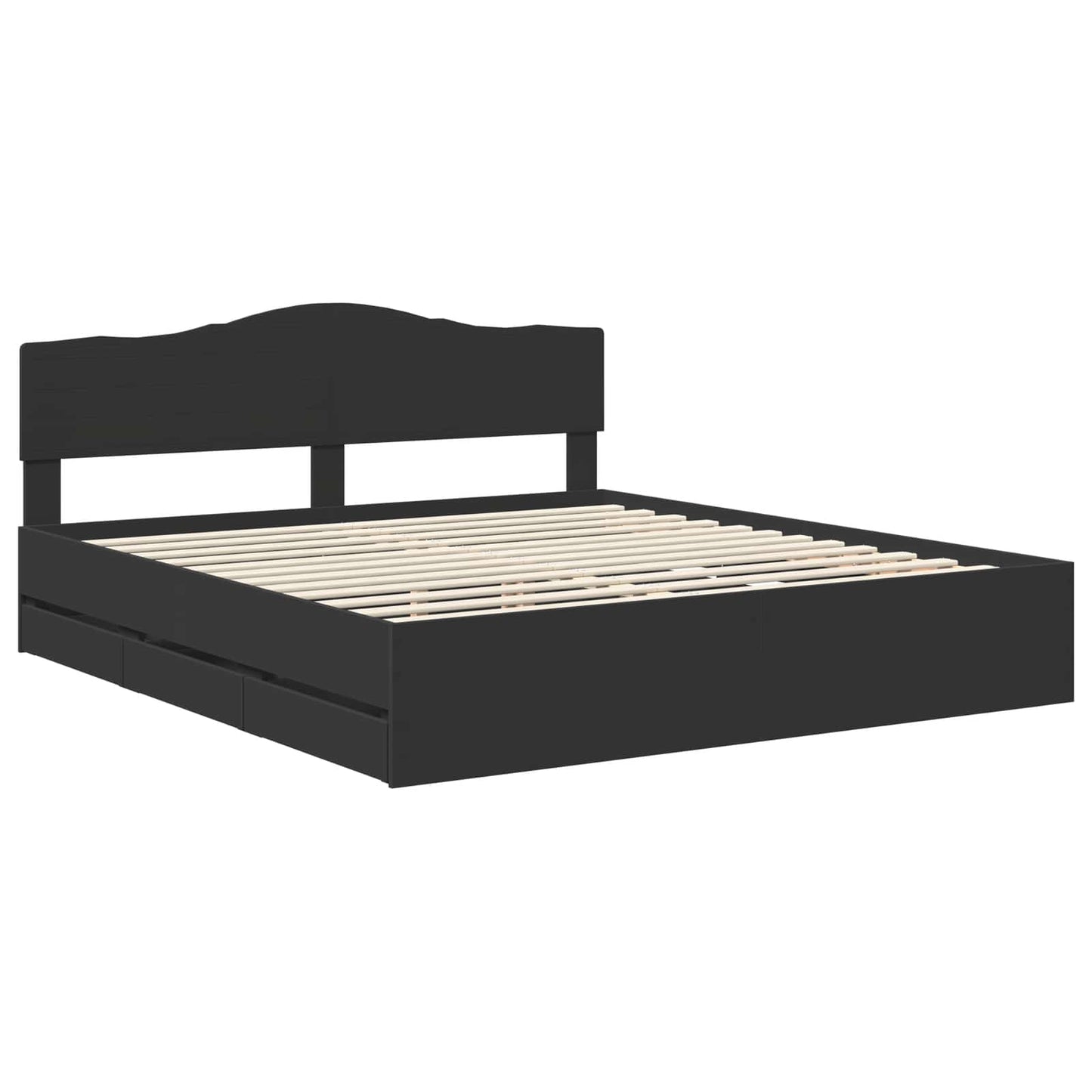 vidaXL Bed Frame with Drawer Black 180 x 200 cm Engineer Wood