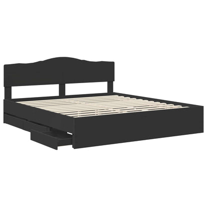 vidaXL Bed Frame with Drawer Black 180 x 200 cm Engineer Wood