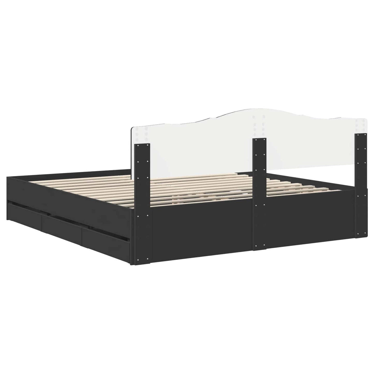 vidaXL Bed Frame with Drawer Black 180 x 200 cm Engineer Wood