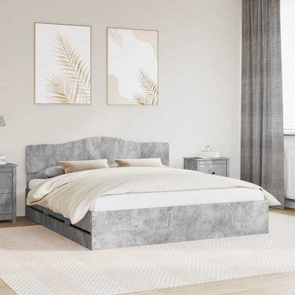 vidaXL Bed Frame with Drawer Concrete Grey 180 x 200 cm Engineer Wood