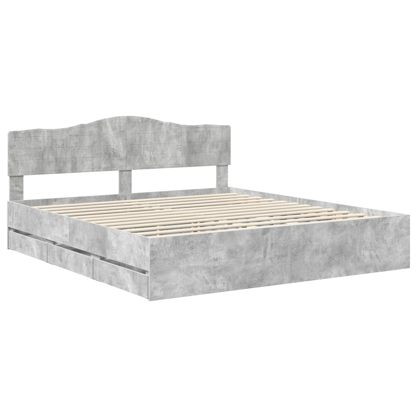 vidaXL Bed Frame with Drawer Concrete Grey 180 x 200 cm Engineer Wood