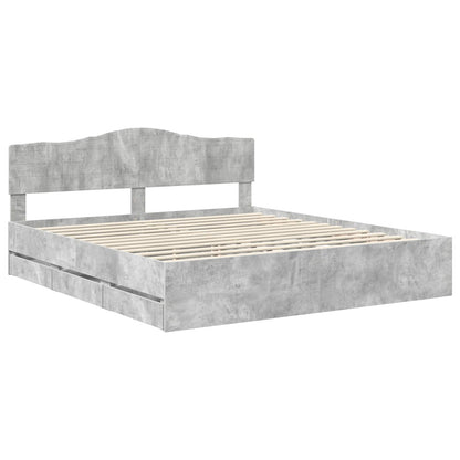 vidaXL Bed Frame with Drawer Concrete Grey 180 x 200 cm Engineer Wood